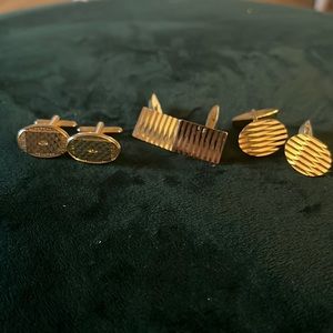 Gold cuff links bundle (2 oval and rectangular)